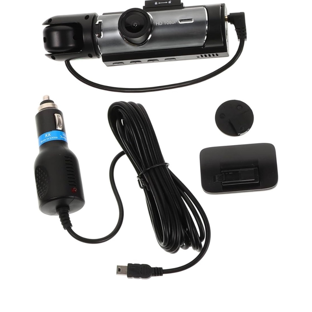 HD 1080P Dual Lens Dash Cam Car Security Camera with Interior View and 12V Power